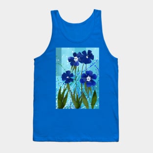 Blue Flowers Abstract Tank Top